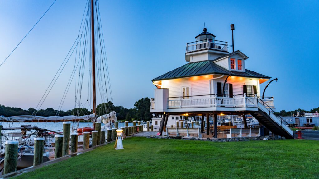 Hooper Strait Lighthouse at the Chesapeake Bay Maritime Museum in St. Michaels, Maryland