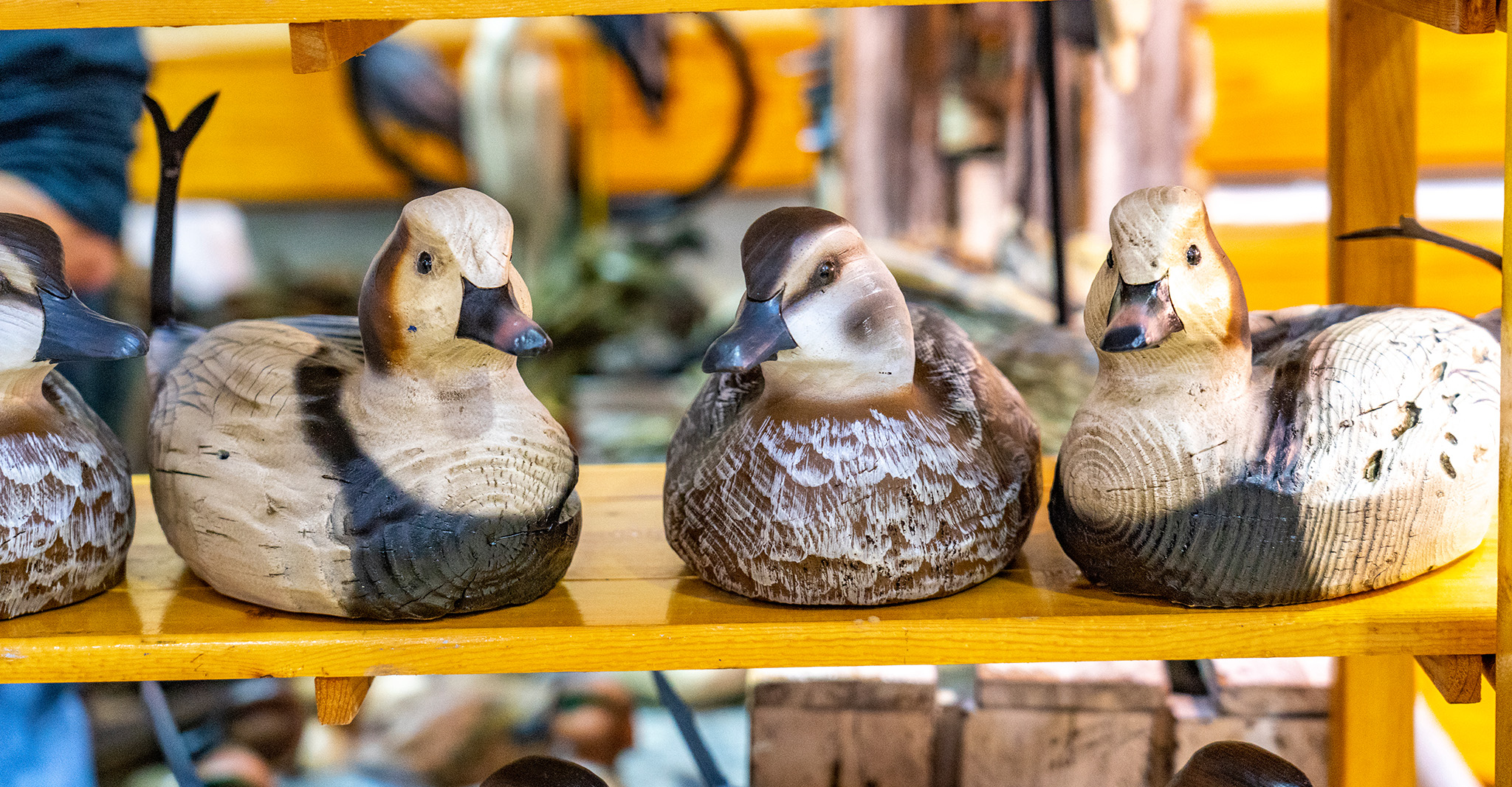 Decoy ducks for sale at the Waterfowl Festival in Talbot County, Maryland.