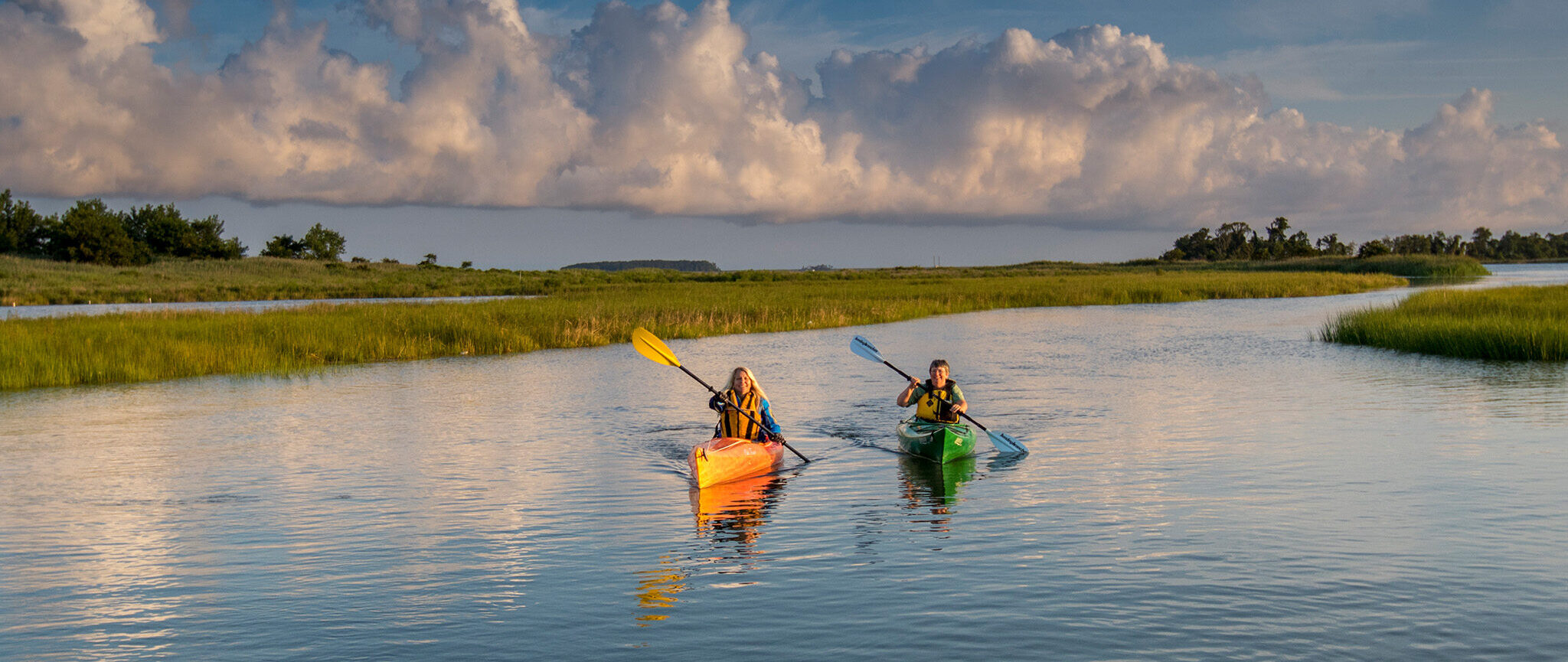 Kayaking on the Chesapeake Bay off Tilghman Island in Talbot County, Maryland.