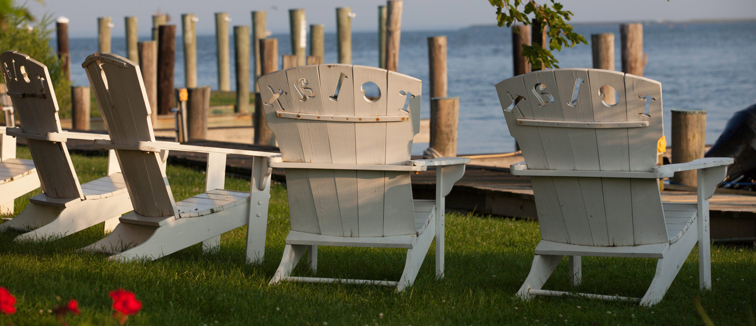 Tilghman Island chairs overviewing the water in Talbot County.
