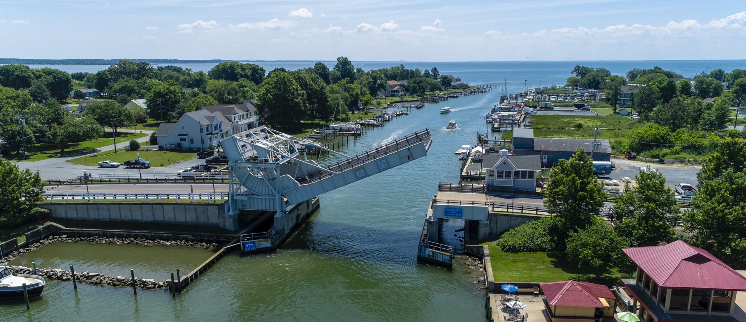 Drone photo of the drawbridge in Tilghman Island.