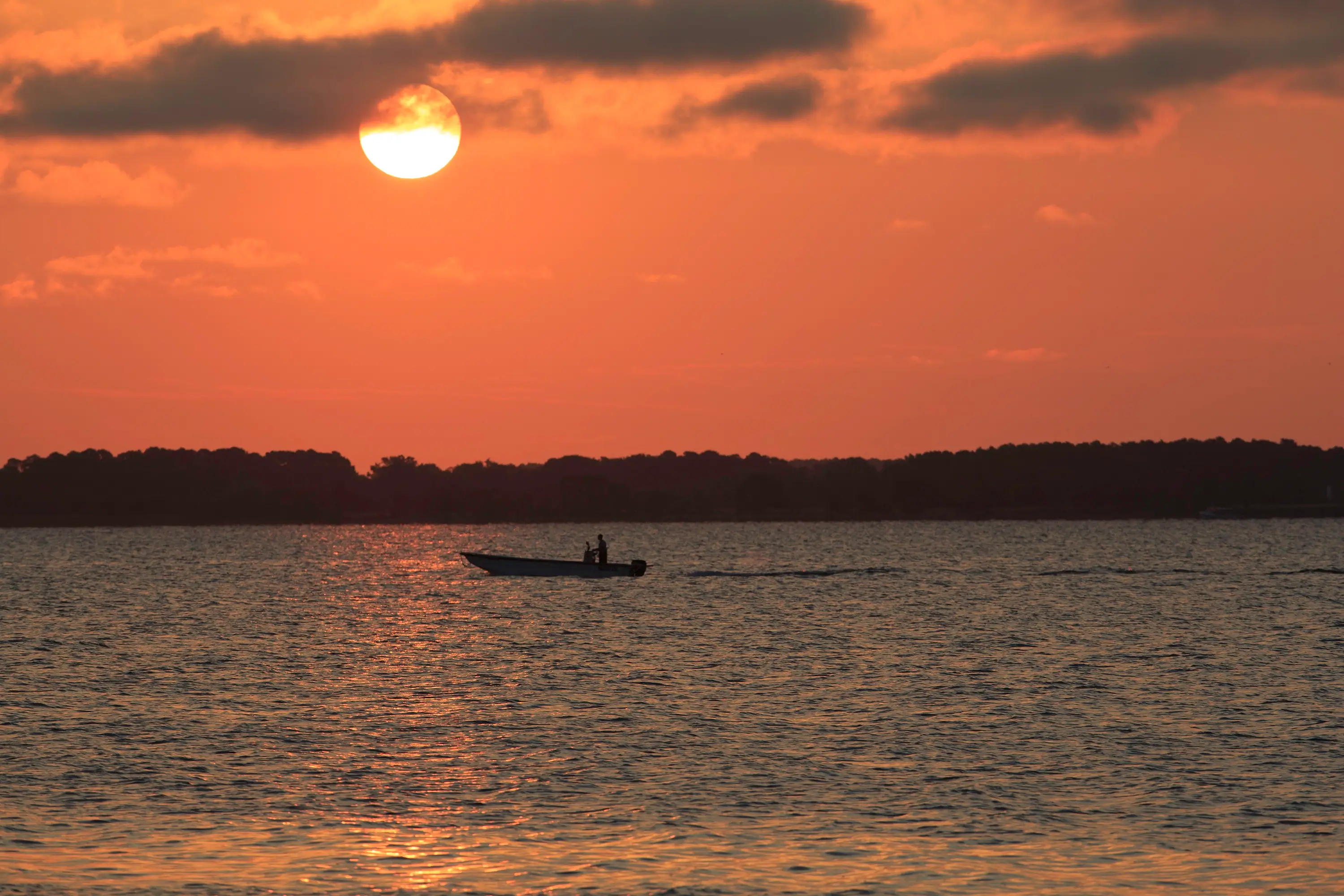 Boat in the horizon in Talbot County.