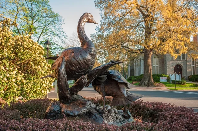 Bronze goose statues in Talbot County.