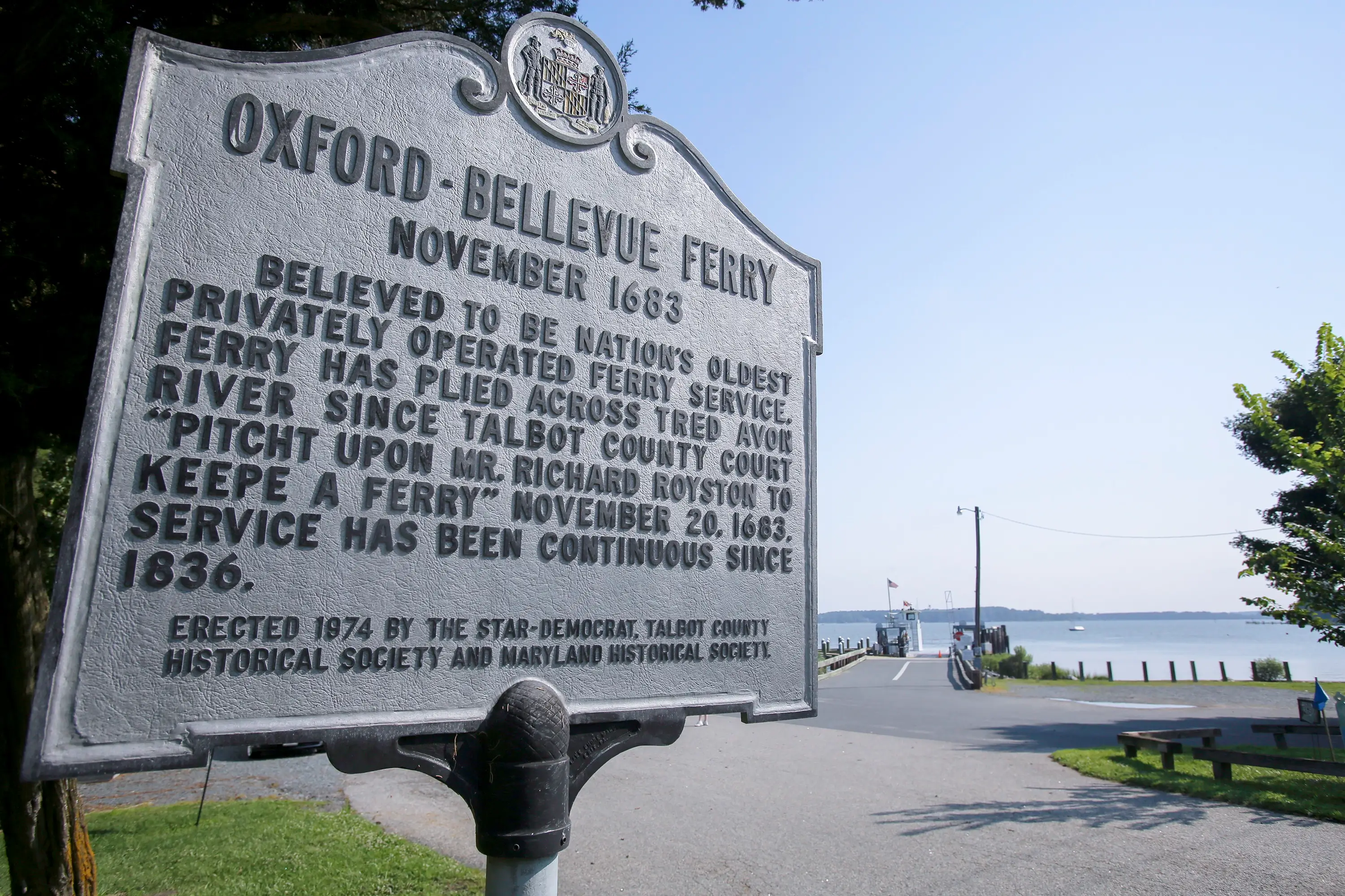The Oxford Bellevue Ferry marker in Talbot County.