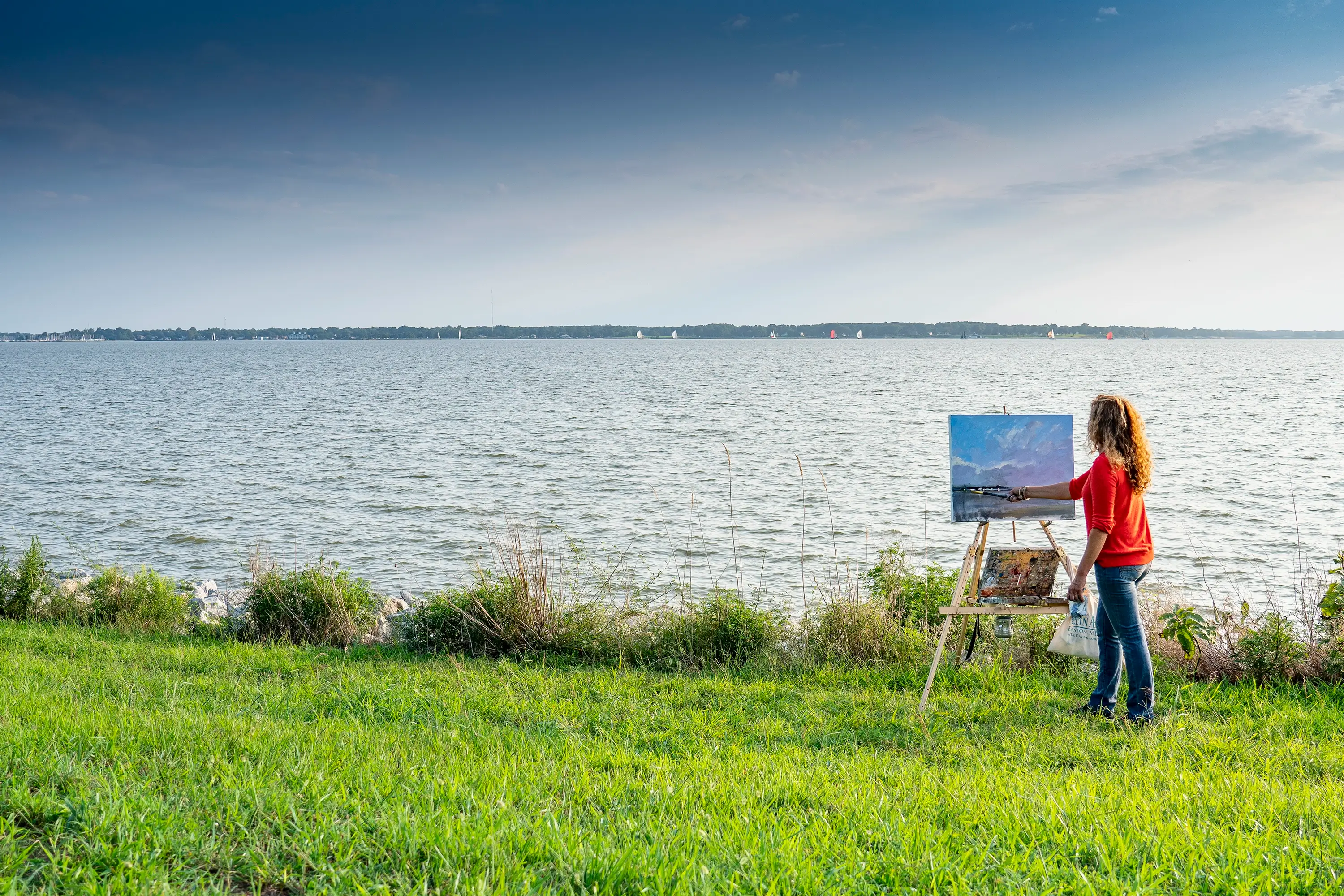 A Plein Air painter by the waterside in Talbot County.